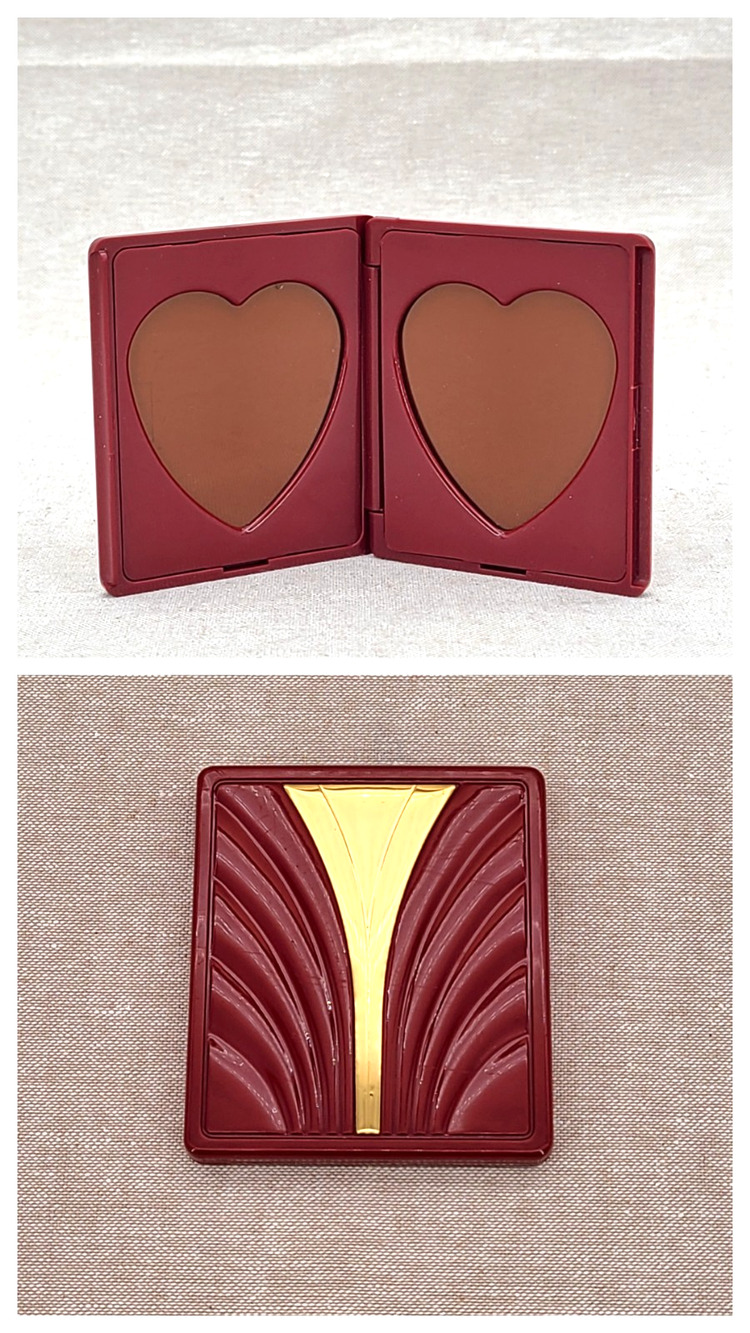 VTG 90s Avon Folding Double Picture Heart Frame for Purse Travel 2x3" Red/Gold
